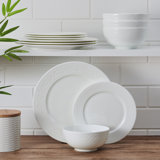 Mikasa Haven Chip Resistant 12 Piece Dinnerware Set, Service For 4 White