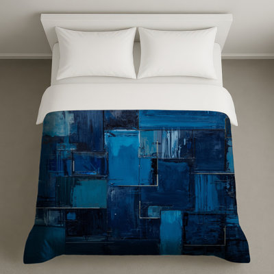 Housses de couette géométriques abstraites bleues