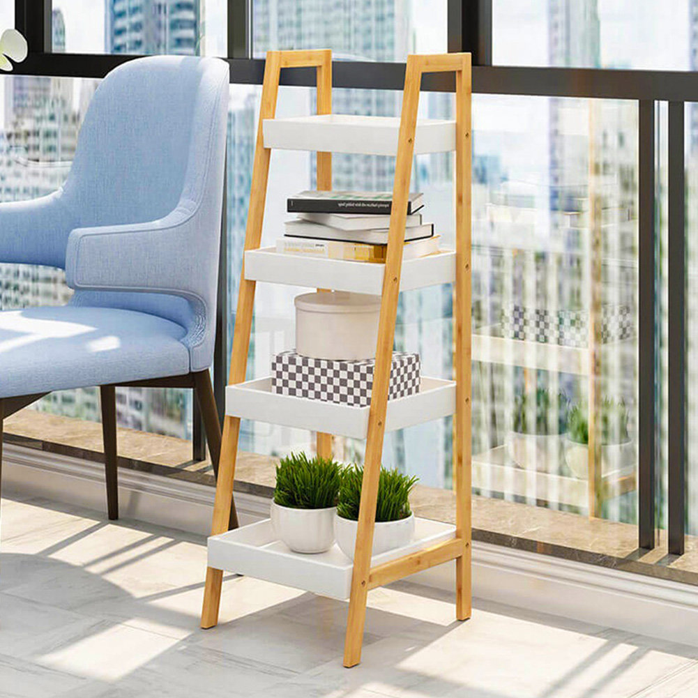 4-Tier Ladder Standing Bookshelf