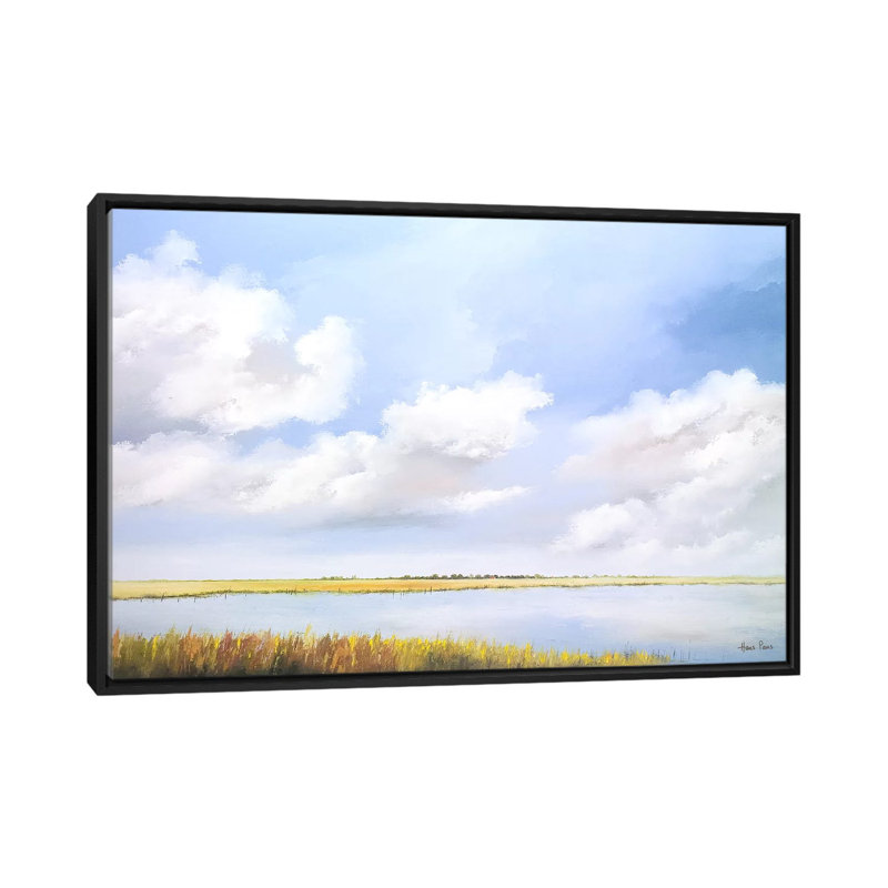 «Lake», reproduction sur toile, H 18 po x l 26 po x P 1,5 po, Toile avec cadre flottant noir, Pas de tapis