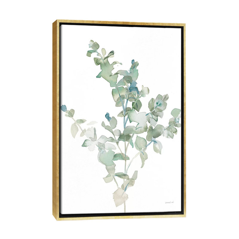 Eucalyptus II cool par Danhui nai, reproduction d’art, Pas de tapis, H 40 po x l 26 po x P 1,5 po, Toile encadrée d'or