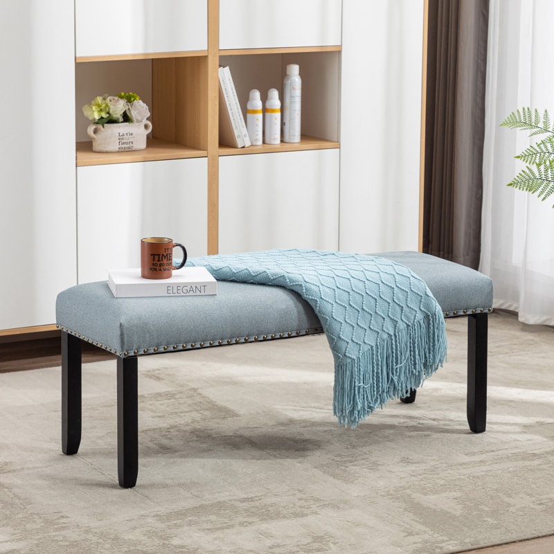 Banc rembourré Aldrik pour vestibule et chambre à coucher, Vert clair
