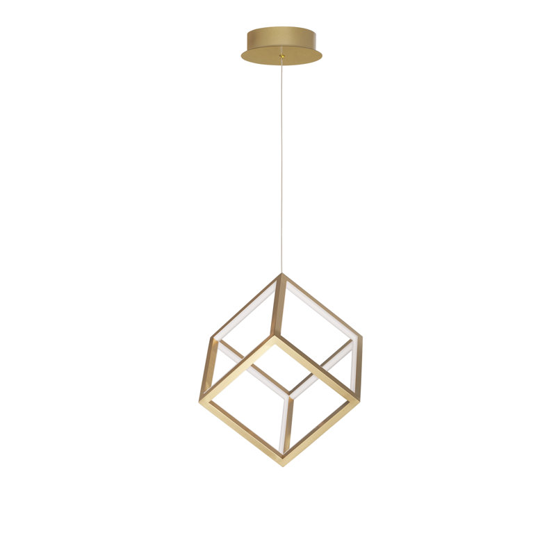 1 - Light LED Square/Rectangle Pendant, Gold