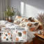 Ensemble de literie moderne 5 pièces - Ensemble de housse de couette et coussin décoratif orange chaud Shibui-124112667