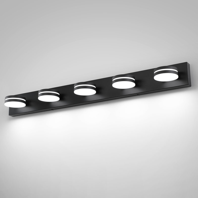 Luminaire de salle de bain DEL Ravo à haute transmission et intensité variable 5500K avec tête rotative à 270 ° , Noir mat