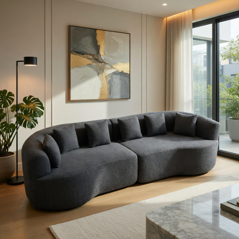 Canapé à compression modulaire Boneless, Gris, Chenille