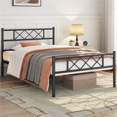 Brandee Metal Platform Bed Frame with Headboard and Footboard