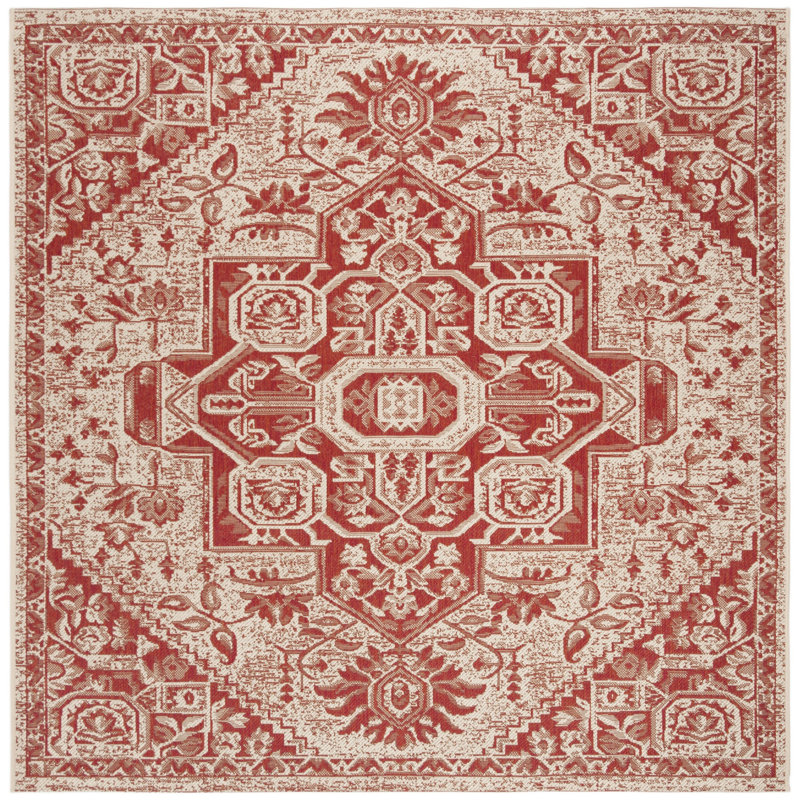 Donivin 100 Performance Oriental Indoor/Outdoor Area Rug, Square 4'