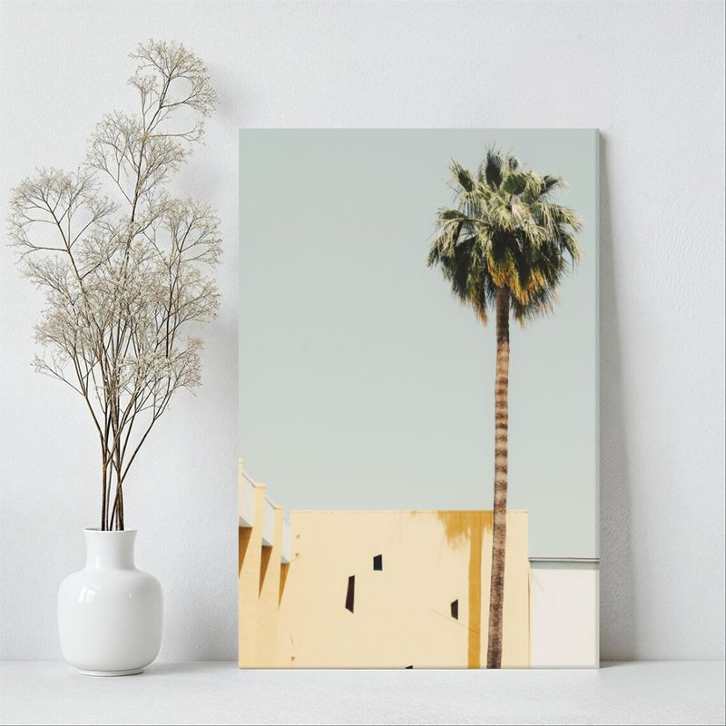 1 pièce, impression sur toile encadrée de palmiers, architecture moderne, décoration murale de style minimaliste, parfaite pour la décoration de chambre salon chambre bureau cuisine salle de bain décor à la maison, cadeau de décoration murale idéal pour la maison, plat 2d