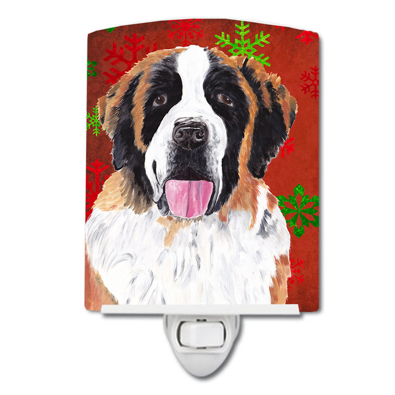 Saint Bernard Snowflake Christmas Ceramic Night Light