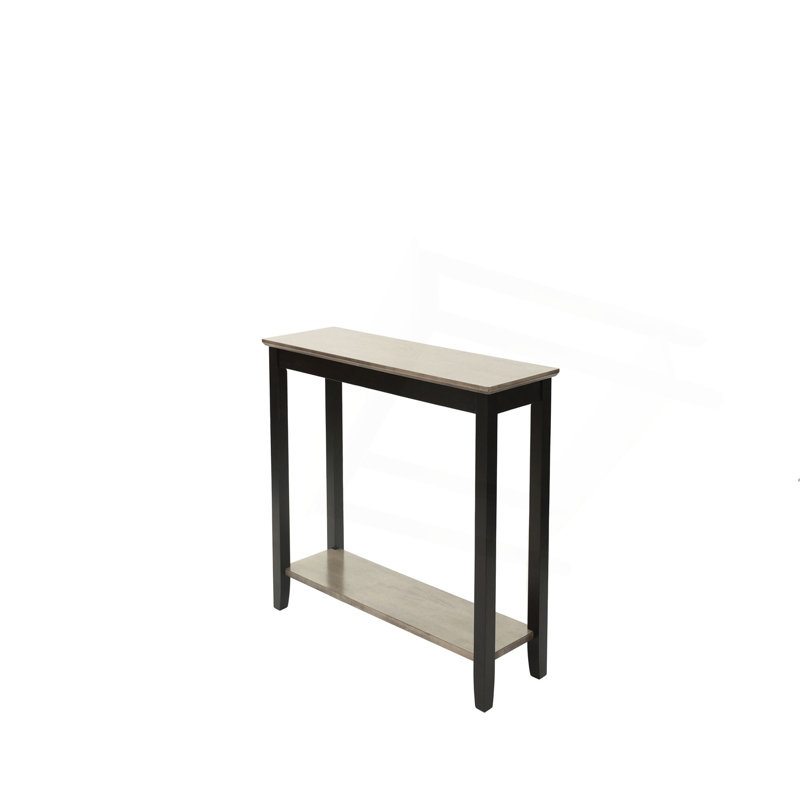 Moderne gris / noir à finition bicolore 1Pc Console sous-table avec rangement et rangement en bois d'hévéa et placage de noyer