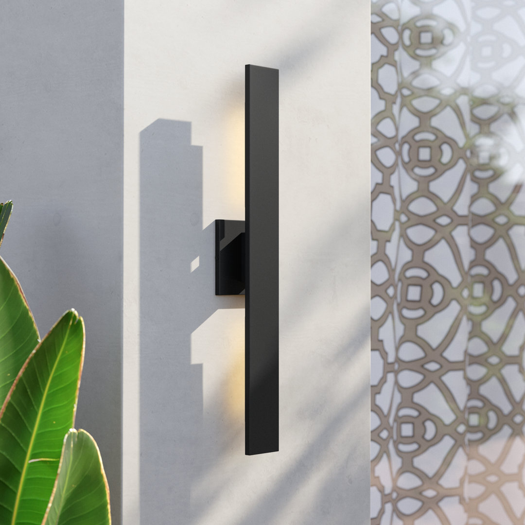 Anabrenda Black 2 - Bulb Integrated LED Outdoor Armed Sconce Wade Logan® 