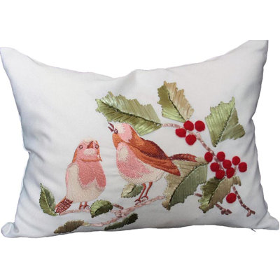 Salvato Birds on Holly Lumbar Pillow