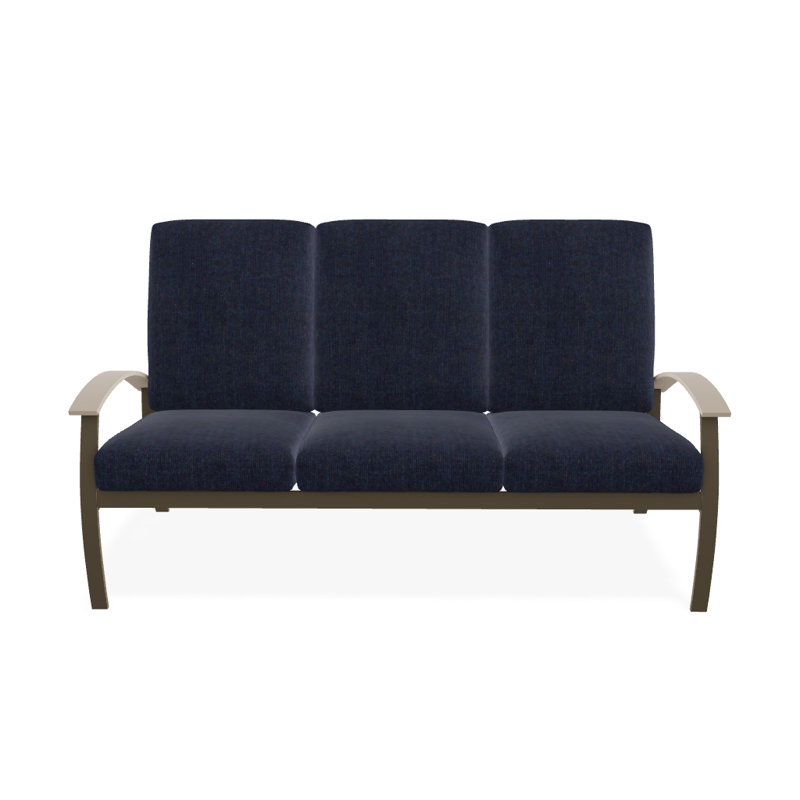 Canapé de patio 3 places avec coussins Askar, Bois de plage texturé, Spectre indigo Sunbrella®