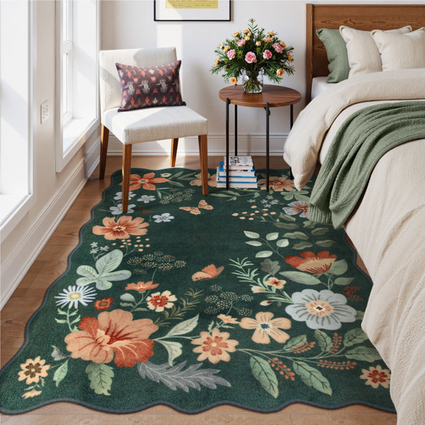 August Grove®Floral Washable Rugs Non-Slip Soft Rugs for Living Room ...