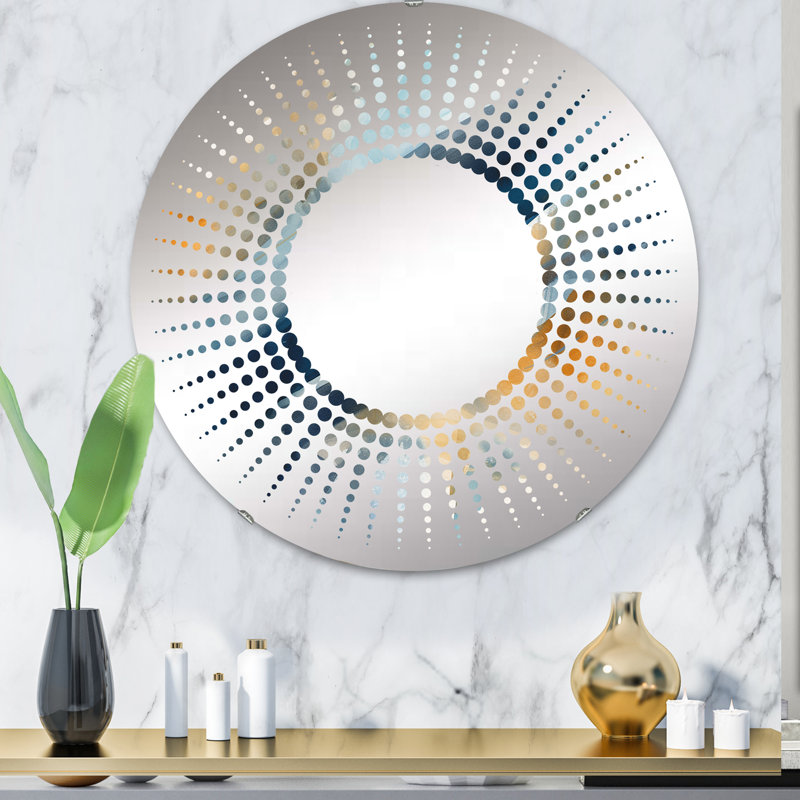 Starburst Decorative Mirror , Blue And Gold Fusion I, 31.4" x 31.4"
