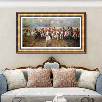Framed Canvas Giclee Print Scotland Forever by Elizabeth Southerden Thompson Lady Butler Wall Art Living Room Home Office Decorations(European Retro Golden Frame with Linen Liner,24"x40")