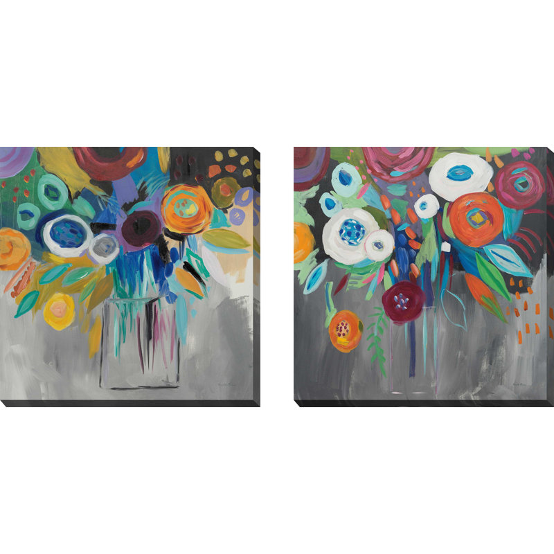«Burst of Magic», ensemble de 2 reproductions de peintures à l'acrylique, H 28 po x l 56 po x P 1,5 po, Toile tendue