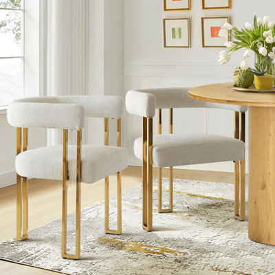 Rienna 18" Seat Height Chenille Upholstered Gold Kitchen Dining Armchair