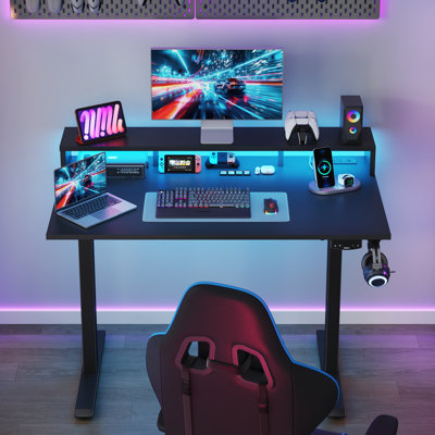 Electric Height Adjustable Standing Desk With Power Outlet And Led by Agilestic