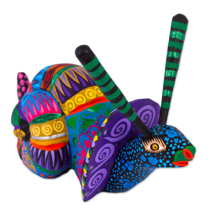 Statue alebrié arc-en-ciel en bois