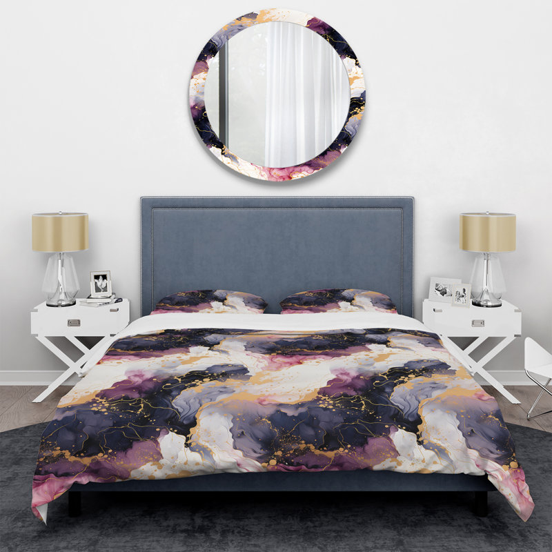 Literie en marbre doré cosmique Intrigue, Housse de couette simple + 1 taie décorative stan