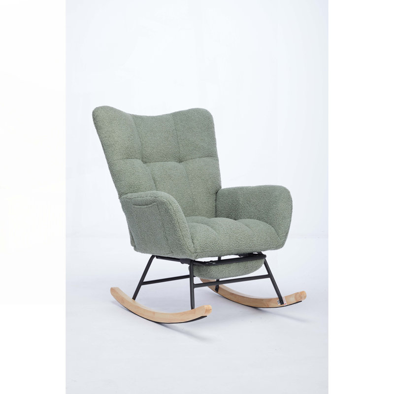 Chaise berçante avec repose-pieds réglable, Ours en peluche vert
