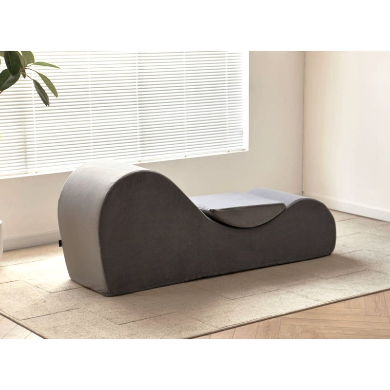 Méridienne ergonomique grise - noyau en mousse souple pour la détente, housse lavable amovible, chaise compacte compacte et confortable