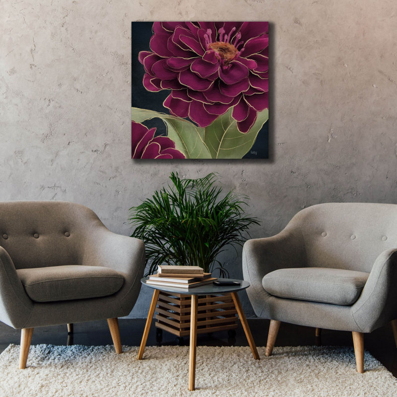  «Bourgogne floral 1» par Heidi Kuntz, art mural sur toile, 37 po x 37 po, H 37 po x l 37 po