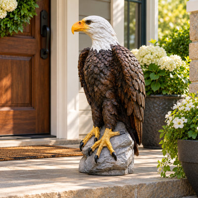24.4" H Bald Eagle Garden Statue, Eagle Sculpture for Outdoor Patio, Lawn & Indoor Decor
