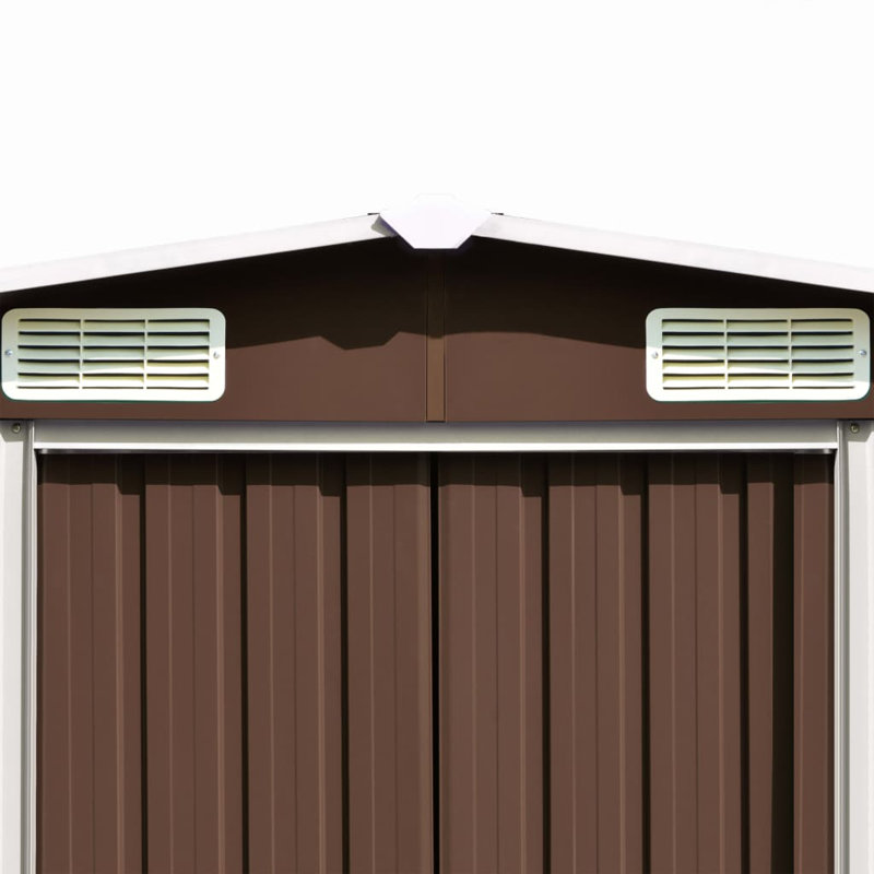Garen Garden Shed Storage House for Tools Backyard Garage Patio Furniture Metal, Brown, 101.2" W x 228.3" D x 71.3" H