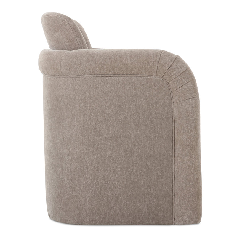 Becca Rolling Dining Arm Chair, Light Beige Performance Chenille