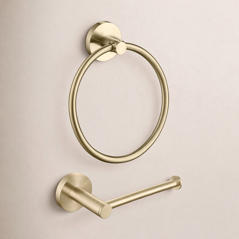Circular 2 - Piece Bathroom Hardware Set, Brushed Gold
