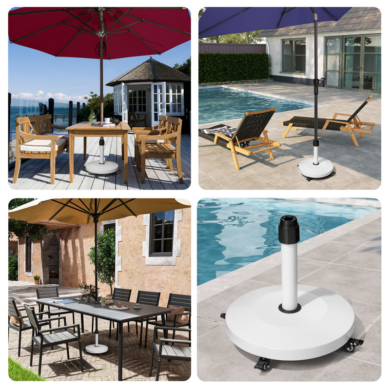 Viviane 54,62 Lb. Base de parasol avec roulettes, blanc, Blanc