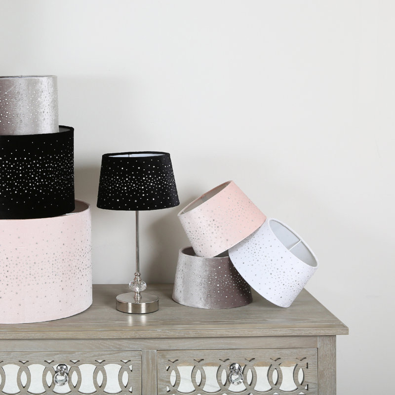 14cm H Velvet Empire Lamp Shade, Pink