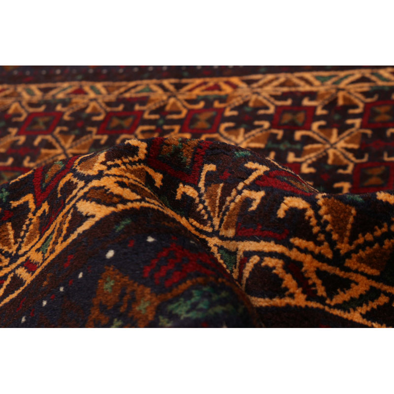 Tapis beige et rouge Teimani 3 pi 8 po x 6 pi 3 po