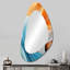 Rexford bleu et orange fractales en mouvement II - miroir mural de forme unique fractale, miroir décoratif asymétrique moderne, impression d'art en métal