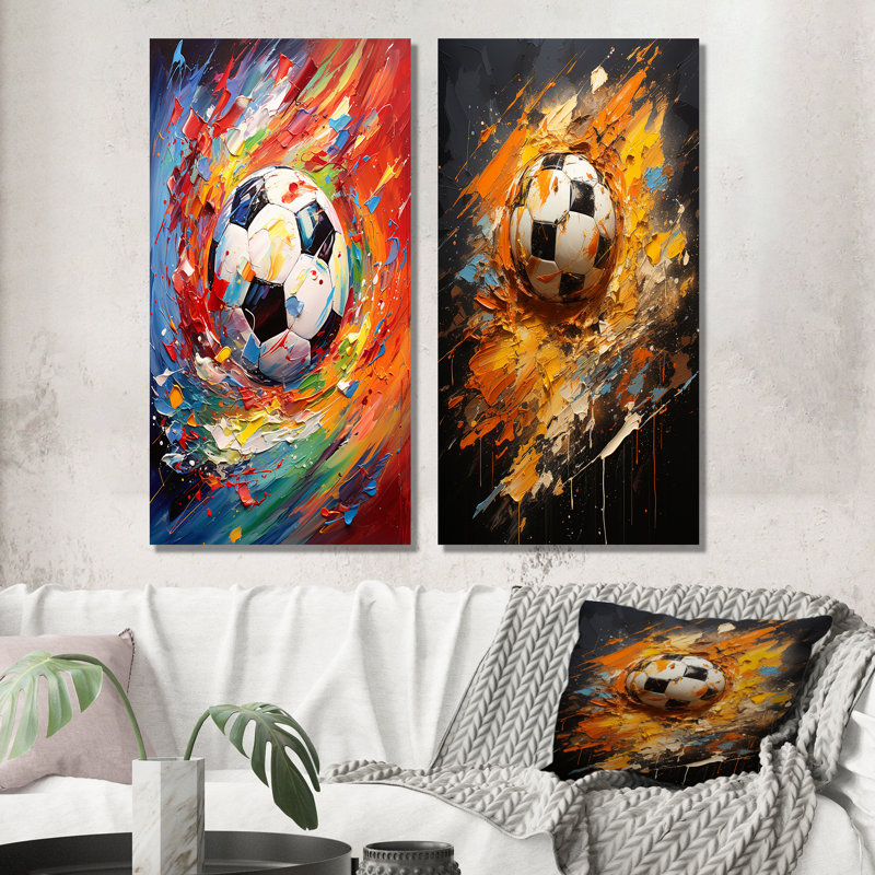 «Abstract Soccer Energy», 2 pièces, H 24 po x l 20 po, Toile tendue