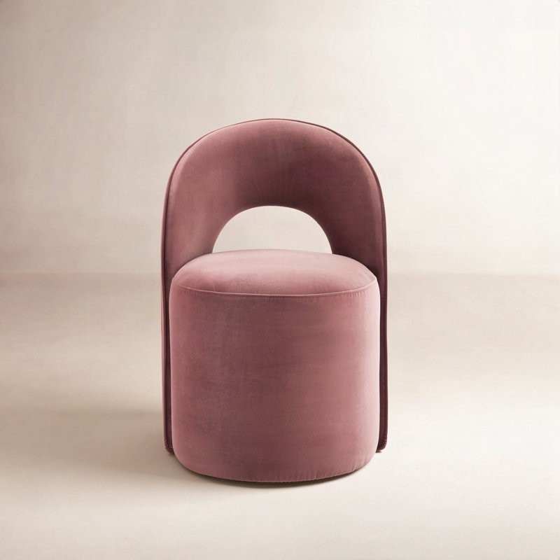 Neta Upholstered Side Chair With Caster Wheels, Falkirk Reddish Brown Velvet
