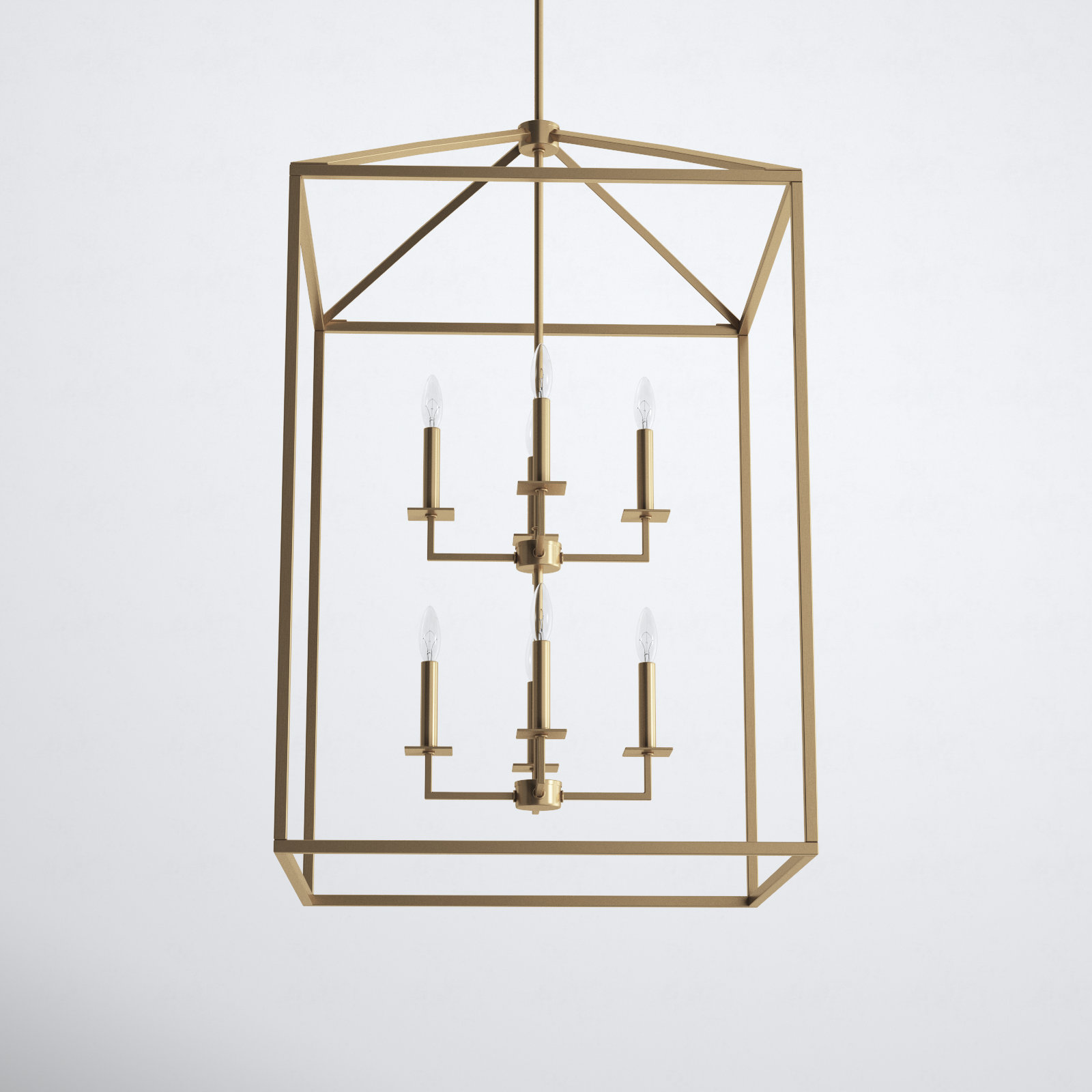 Ellis 8 - Light Dimmable Lantern Chandelier, Satin Brass, No, 30.75" H x 19" W x 19" D