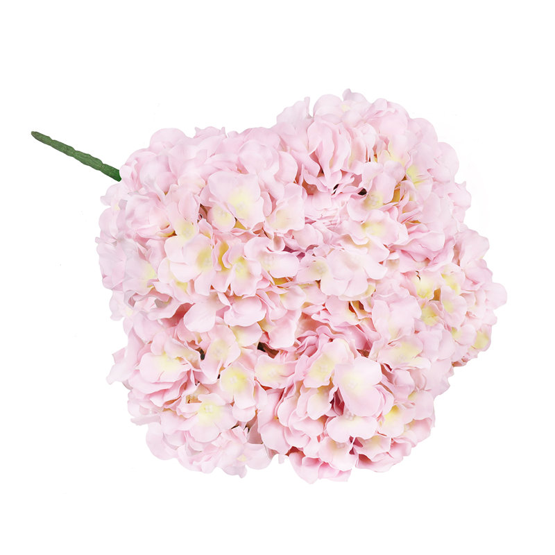 Artificial Hydrangea Flower Stem Bush Bouquet, Baby Pink