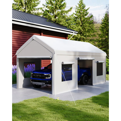 10x20 ft Heavy Duty Carport with Removable Sidewalls, Waterproof Outdoor Garage Tent for Cars, Trucks & Boats, Portable Storage Shelter with Roll-Up Windows & Doors