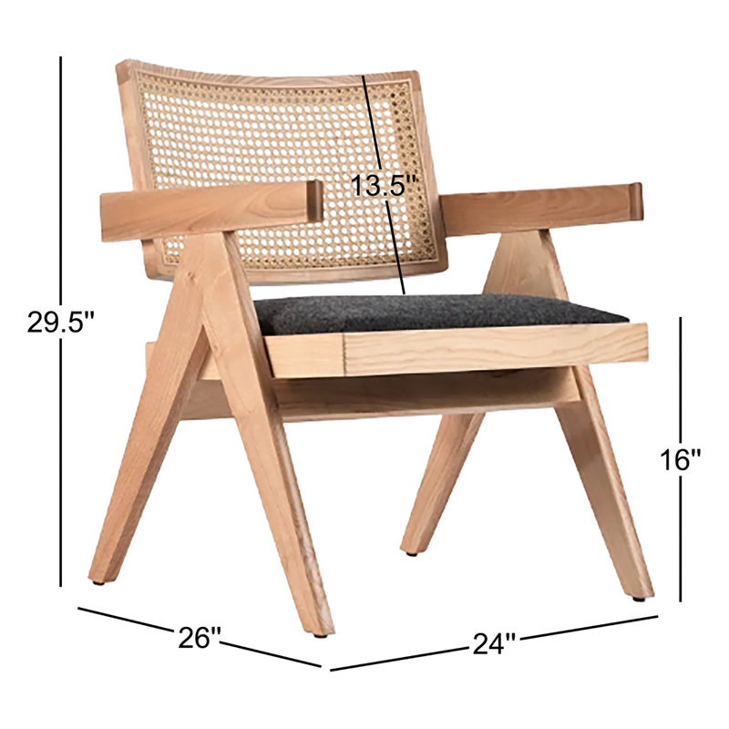 Fauteuil en osier Pierre J, Gris foncé, Frêne naturel