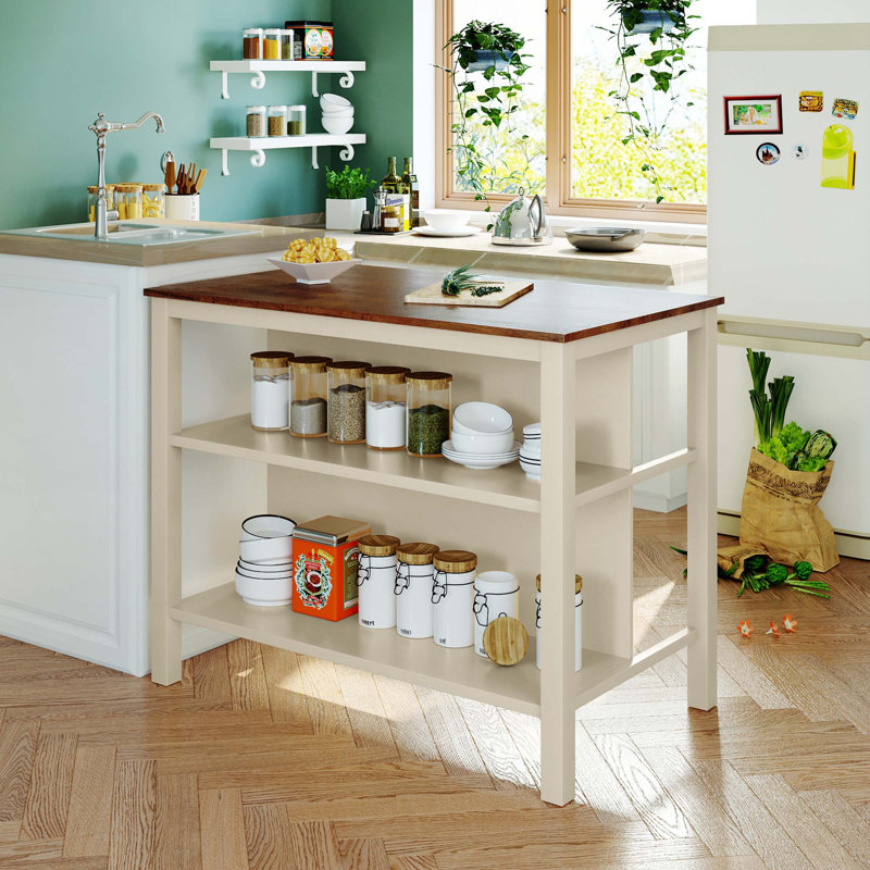 Îlot de cuisine avec 2 tablettes ouvertes
