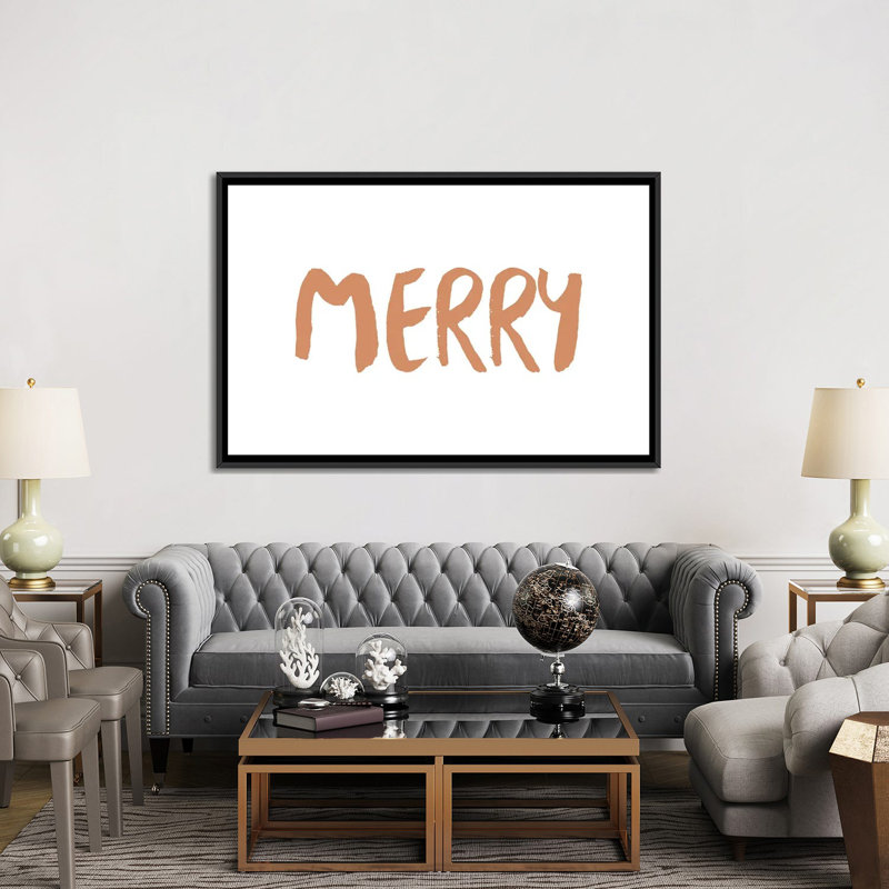 « Merry » par Orara studio-impression d’art textuel, H 40 po x l 60 po x 1,5 po, Toile avec cadre noir, Pas de tapis