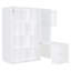 Lit escamotable mural simple avec bibliothèque, armoire supérieure, bureau extensible et rangement latéral, blanc