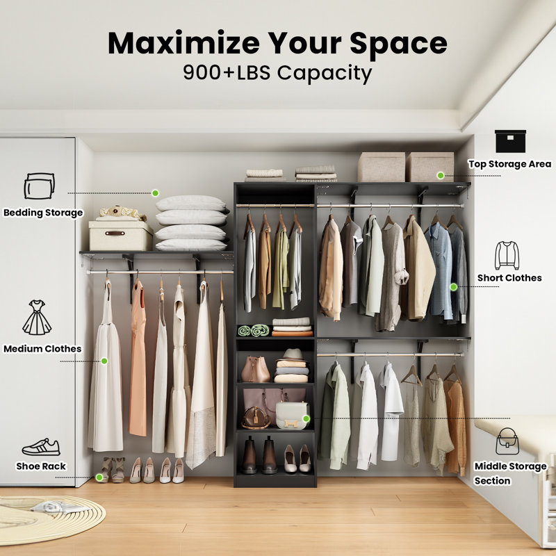 96" Closet System, Black