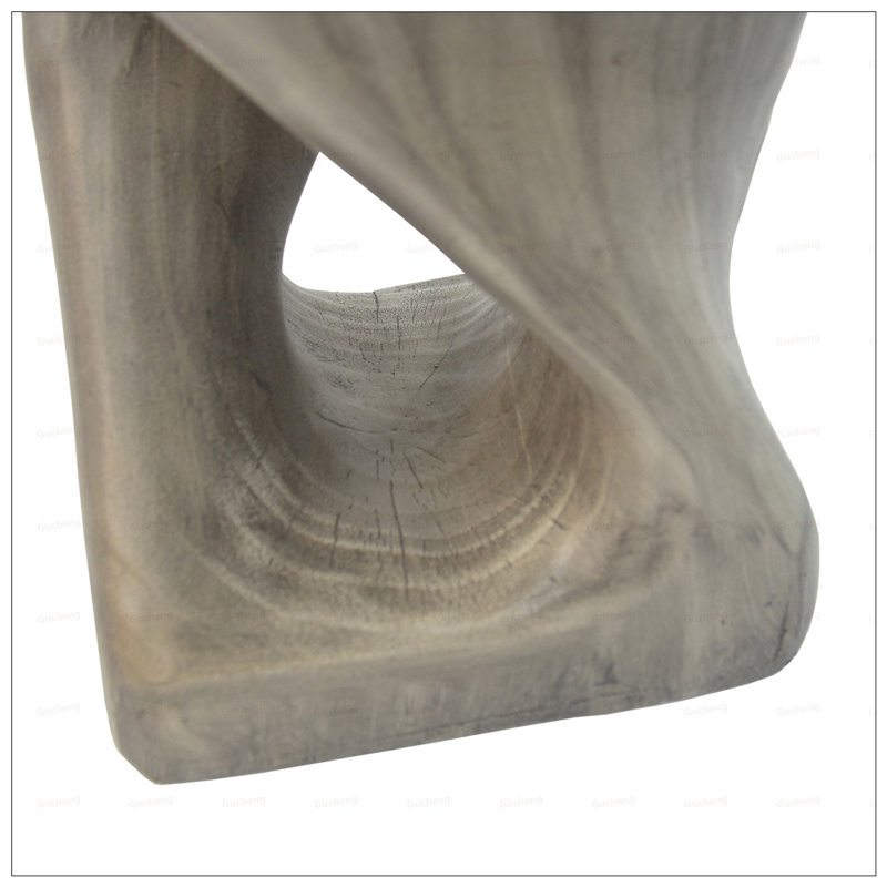 Table d'appoint Twist Shape avec texture semblable au bois, conception en spirale unique pour une utilisation intérieure et extérieure, durable et sans assemblage requis