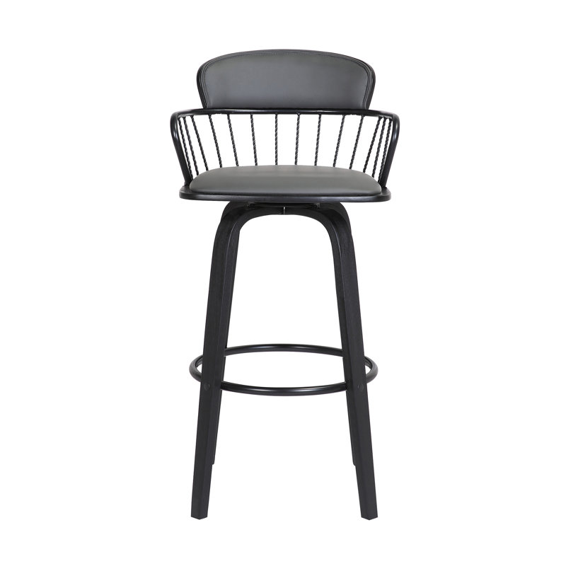 Tabourets de bar pivotants durables de 25,5 po, similicuir gris, style moderne pour la cuisine