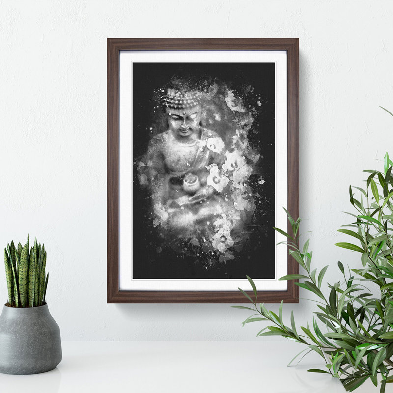 Buddha Surrounded - Framed Print, 45cm H x 33cm W x 2cm D, Walnut Framed